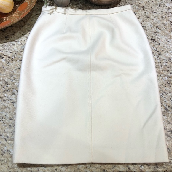 J. Crew Asymmetrical Zip Pencil Skirt In 100% Wool Ivory 2 - Picture 9 of 11